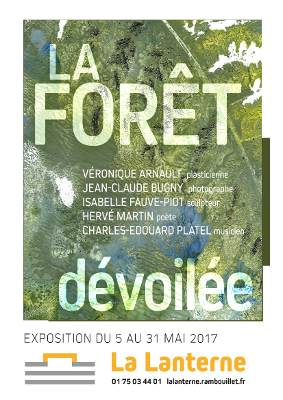 Affiche de l'exposition "La Forêt dévoilée" qui s'est tenue du 5 au 31 mai 2017 au centre d'art contemporain La Lanterne à Rambouillet